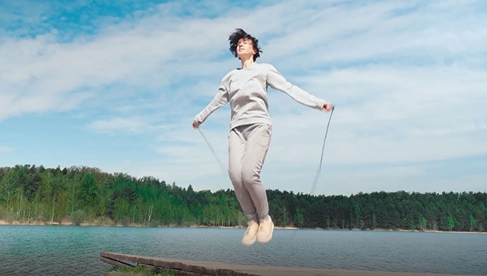 Woman using a jump rope